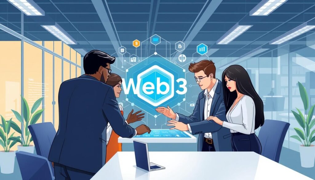 Ilustrasi Web3 dan teknologi blockchain