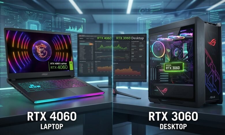 perbandingan performa rtx 4060 laptop vs rtx 3060 desktop